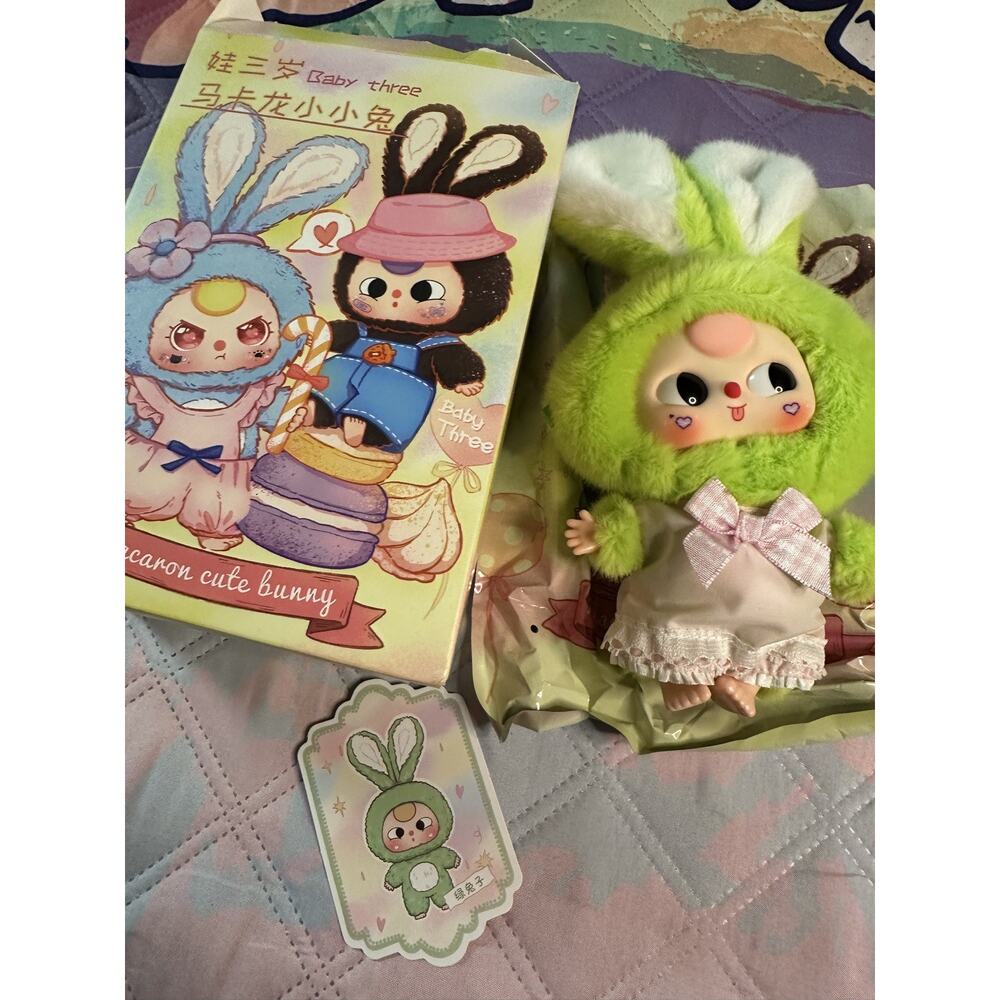 Baby Three Rabbit Macaron Cute Bunny Plush Keychain Pendant: New Confirmed Green